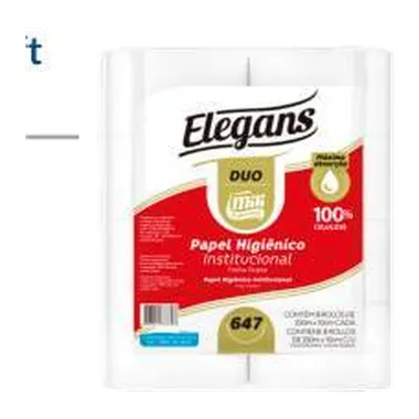 Papel Higiênico Elegans DUO 8 Rolos 250 m X 10 cm R:647